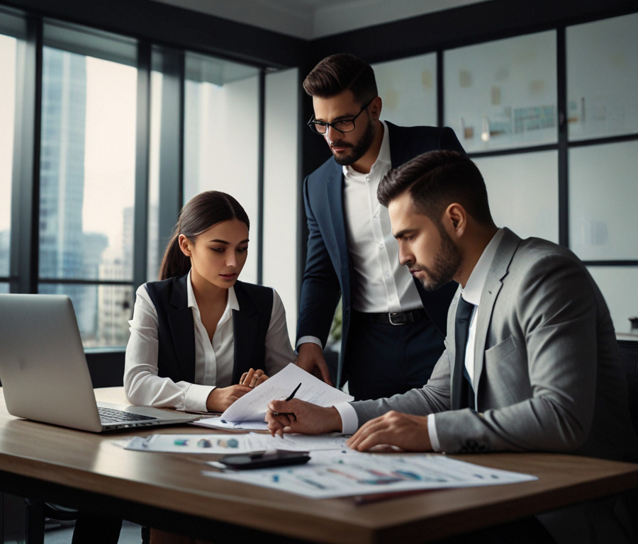 Profesionales contables trabajando en equipo